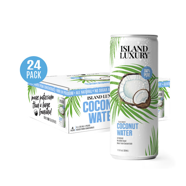 Island Luxury Premium Coconut Water - 6 FOUR PACKS - 24 (330ml) CANS - CASE