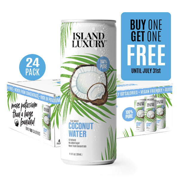 Island Luxury Premium Coconut Water - 6 FOUR PACKS - 24 (330ml) CANS - CASE