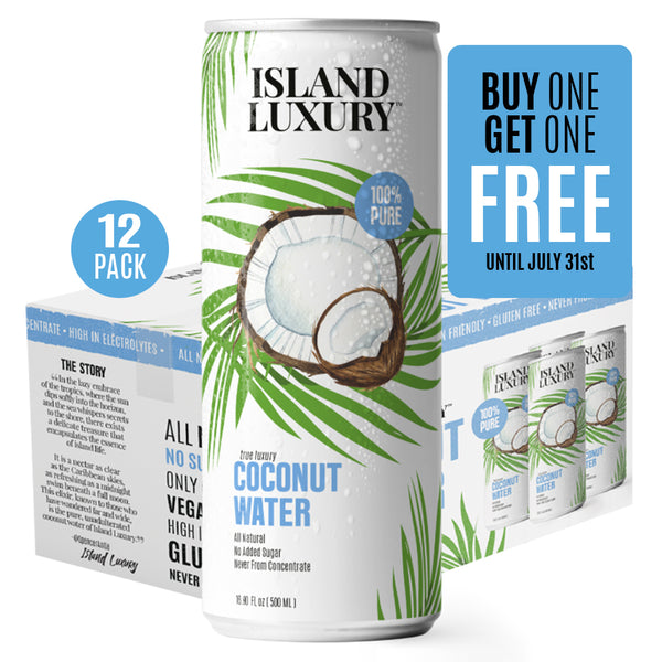 Island Luxury Premium Coconut Water - 12 SINGLE CANS (500ml) - Case